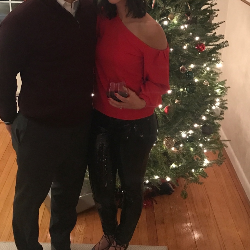 Red off shoulder blouse